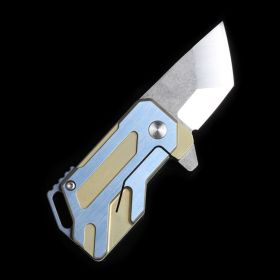 Titanium Alloy Folding Knife S35VN  Outdoor Self-defense Portable High Hardness Mini Folding Knife (Color: Blue)